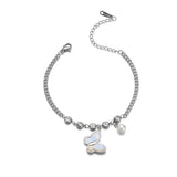 Stainless Steel Butterfly Charm Bangle Bracelet for Women