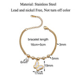 Stainless Steel Butterfly Charm Bangle Bracelet for Women