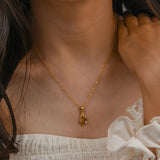 Stainless Steel Choker Hand Zircon Pendant 18k Plated Chain Necklace