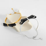 Golden Texture Leather Bow Bangle Bracelet for Women