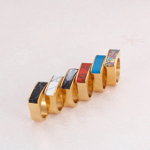 Stainless Steel Rings for Women Multicolor Crystal Glass Stone Finger Rings