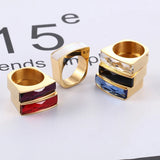 Stainless Steel Rings for Women Multicolor Crystal Glass Stone Finger Rings
