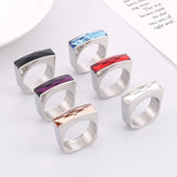 Stainless Steel Rings for Women Multicolor Crystal Glass Stone Finger Rings