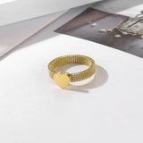 Stainless Steel Rings for Women Silver Rose-gold Shell Heart Woven Mesh