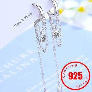 925 Silver Tassel Hoop Earrings for Women