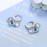 925 Silver Moonstone Heart Dangle Hoop Earrings for Women Girl