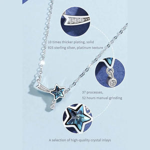 Star Zircon Inlay Necklace 925 Sterling Silver Shooting Star Pendant