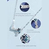 Star Zircon Inlay Necklace 925 Sterling Silver Shooting Star Pendant