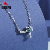 Star Zircon Inlay Necklace 925 Sterling Silver Shooting Star Pendant