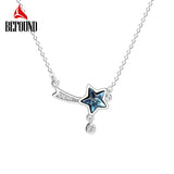 Star Zircon Inlay Necklace 925 Sterling Silver Shooting Star Pendant