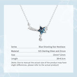 Star Zircon Inlay Necklace 925 Sterling Silver Shooting Star Pendant