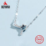 Star Zircon Inlay Necklace 925 Sterling Silver Shooting Star Pendant