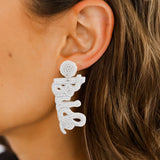 Heart Beaded Dangle Earrings for Women - Bridal Wedding Jewelry