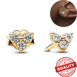 925 Silver 14k Plated Heart Stud Earrings - Butterfly Back Earring Gift