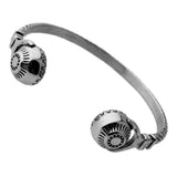 Fitness Stainless Steel Polished Silver Bracelet 3D Pattern Headset