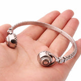 Fitness Stainless Steel Polished Silver Bracelet 3D Pattern Headset