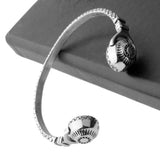 Fitness Stainless Steel Polished Silver Bracelet 3D Pattern Headset
