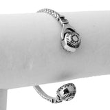 Fitness Stainless Steel Polished Silver Bracelet 3D Pattern Headset
