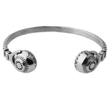 Fitness Stainless Steel Polished Silver Bracelet 3D Pattern Headset