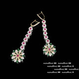 Sunflower Petal Tassel Earrings with Zircon Stones
