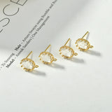 Egg-Shaped Ice Zircon Lace Band Silver Needle Ear Stud DIY 2pcs