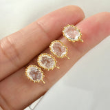 Egg-Shaped Ice Zircon Lace Band Silver Needle Ear Stud DIY 2pcs