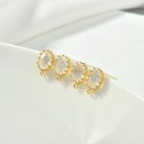Egg-Shaped Ice Zircon Lace Band Silver Needle Ear Stud DIY 2pcs