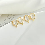 Egg-Shaped Ice Zircon Lace Band Silver Needle Ear Stud DIY 2pcs