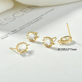 Egg-Shaped Ice Zircon Lace Band Silver Needle Ear Stud DIY 2pcs