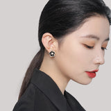 Elegant Pearl Camellia Flower Stud Earrings