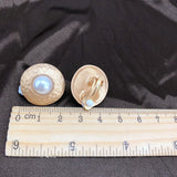 Geometric Alloy Clip Earrings with Sweet Pearls