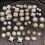 Geometric Alloy Clip Earrings with Sweet Pearls