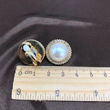 Geometric Alloy Clip Earrings with Sweet Pearls
