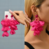 Rose Red Long Dangle Earrings Flower Butterfly Geometric Statement Jewelry