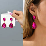 Rose Red Long Dangle Earrings Flower Butterfly Geometric Statement Jewelry