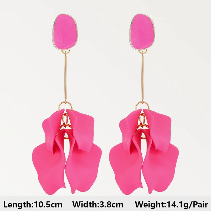Rose Red Long Dangle Earrings Flower Butterfly Geometric Statement Jewelry