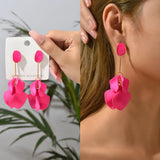 Rose Red Long Dangle Earrings Flower Butterfly Geometric Statement Jewelry