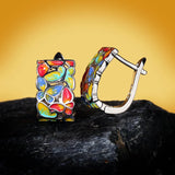 Enamel Butterfly 925 Silver Earrings, Creative Design