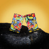 Enamel Butterfly 925 Silver Earrings, Creative Design