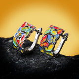 Enamel Butterfly 925 Silver Earrings, Creative Design