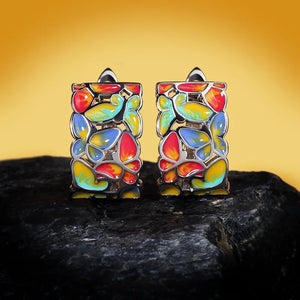 Enamel Butterfly 925 Silver Earrings, Creative Design
