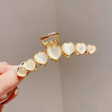 Opal Heart Hair Claws for Women 14k Real Hairpin Anniversary Pendant