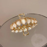 Opal Heart Hair Claws for Women 14k Real Hairpin Anniversary Pendant