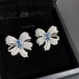 CZ Bowknot Jewelry Set Crystal Silver Ring Earring Necklace