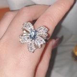 CZ Bowknot Jewelry Set Crystal Silver Ring Earring Necklace