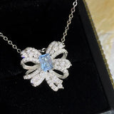 CZ Bowknot Jewelry Set Crystal Silver Ring Earring Necklace