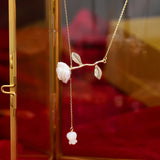 Temperament Shell Rose Necklace 14K Real Flower Lady Choker Pendant