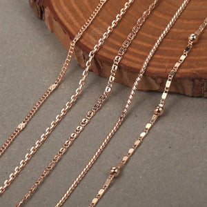 Thin Necklace Women Girls 585 Rose Herringbone Cuban Chain 2mm 3mm