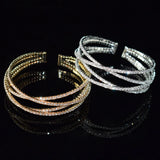 Cross Cuff Bracelet with Rhinestones for Women