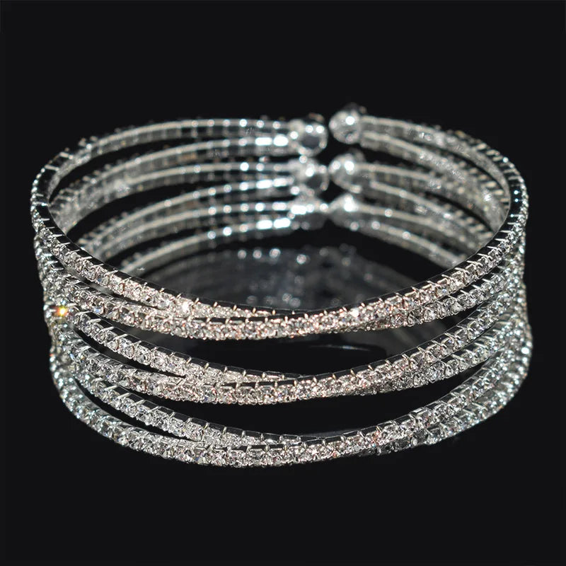 Cross Cuff Bracelet with Rhinestones for Women